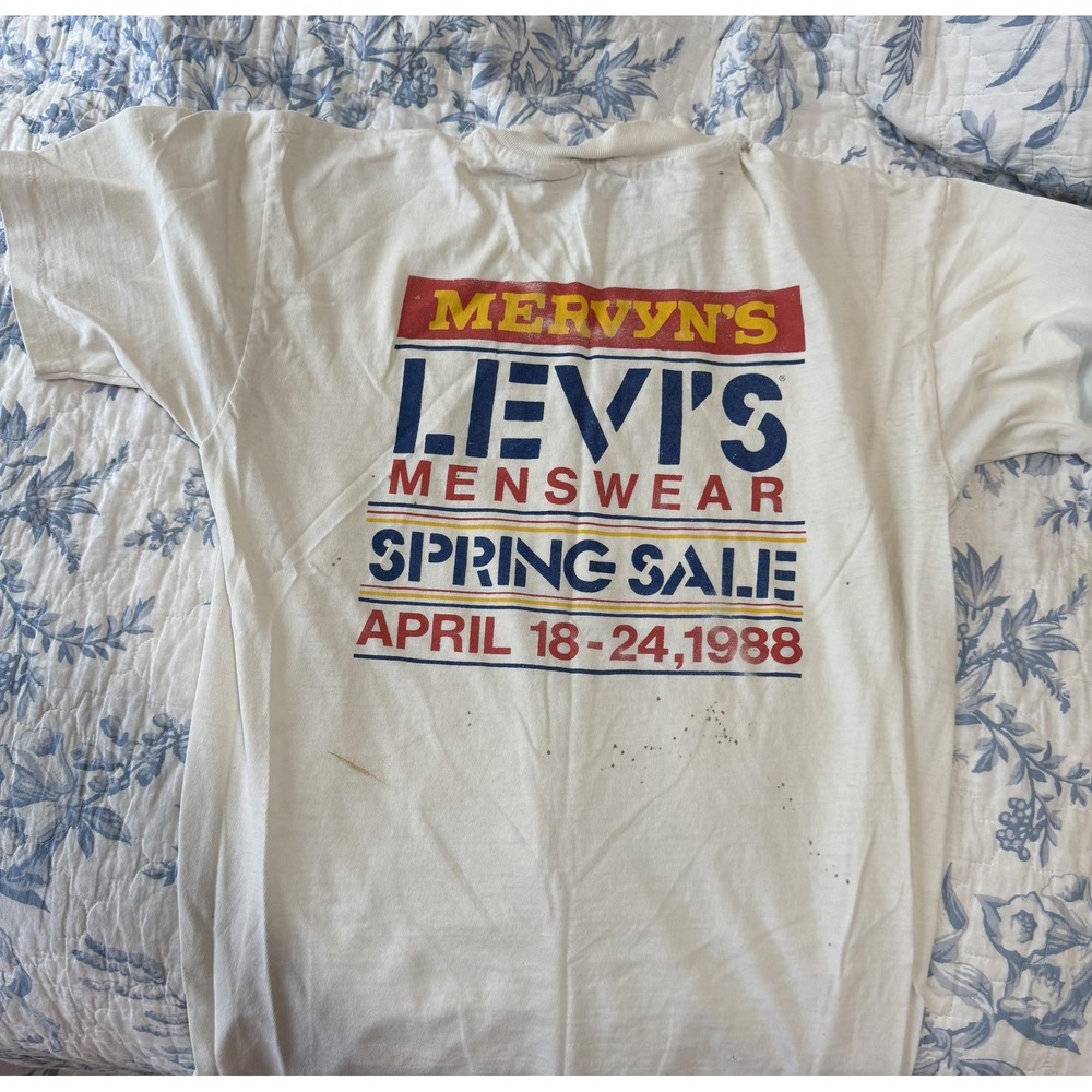 Vintage, 80s, Mervyn's Levi's Menswear Spring Sale Graphic T-Shirt 1988, sz Med